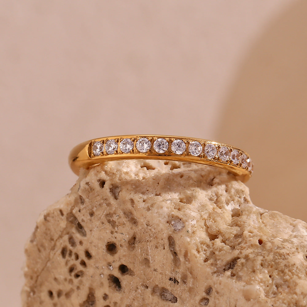 18K Gold-Tone Zircon Stacking Rings Set for Mom – 3-Piece Stainless Steel Ring Set