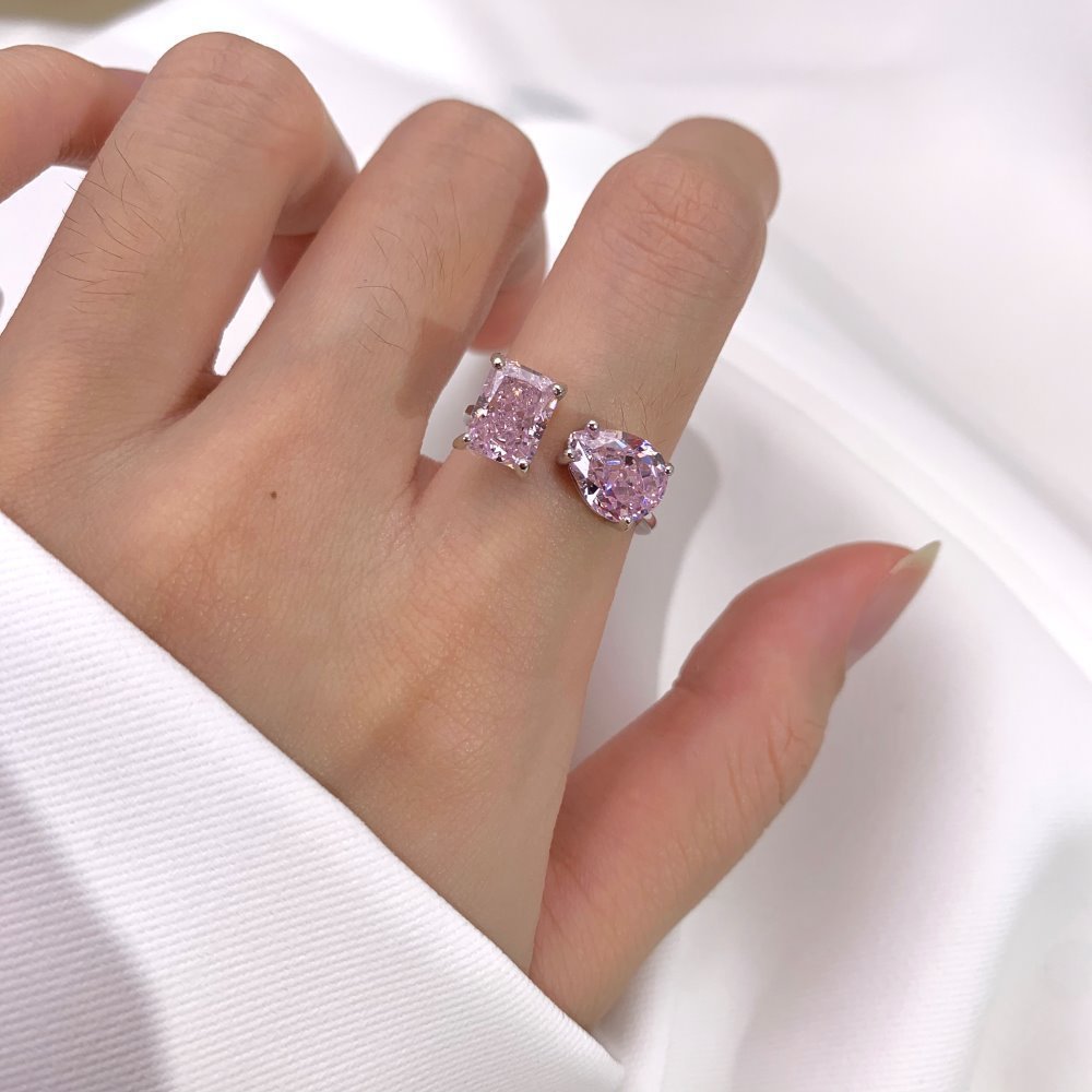 Coco zircon Engagement Pink Ring Plated Sterling Silver Heart shape Cut