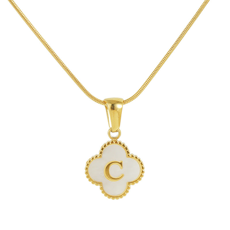 coco 18K Plated Gold Necklace Letter For Women Daily Wear Waterproof AlhambraFour-leaf clover