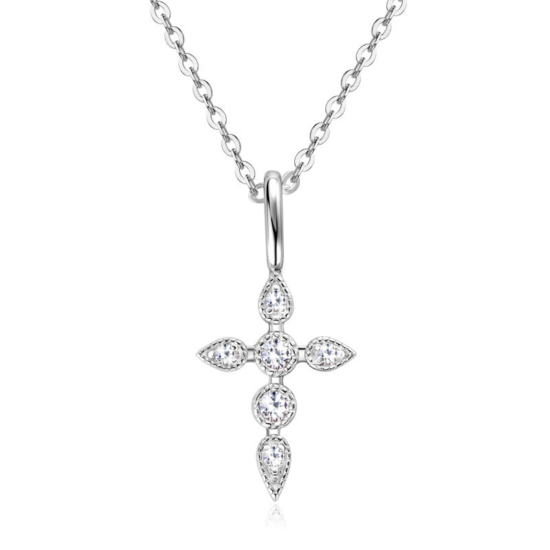 Custom GRA Moissanite Lab-Diamond Cross Hearts Chrome Necklace Plated Gold 925 Silver For Women Cushion Cut Daily Wear