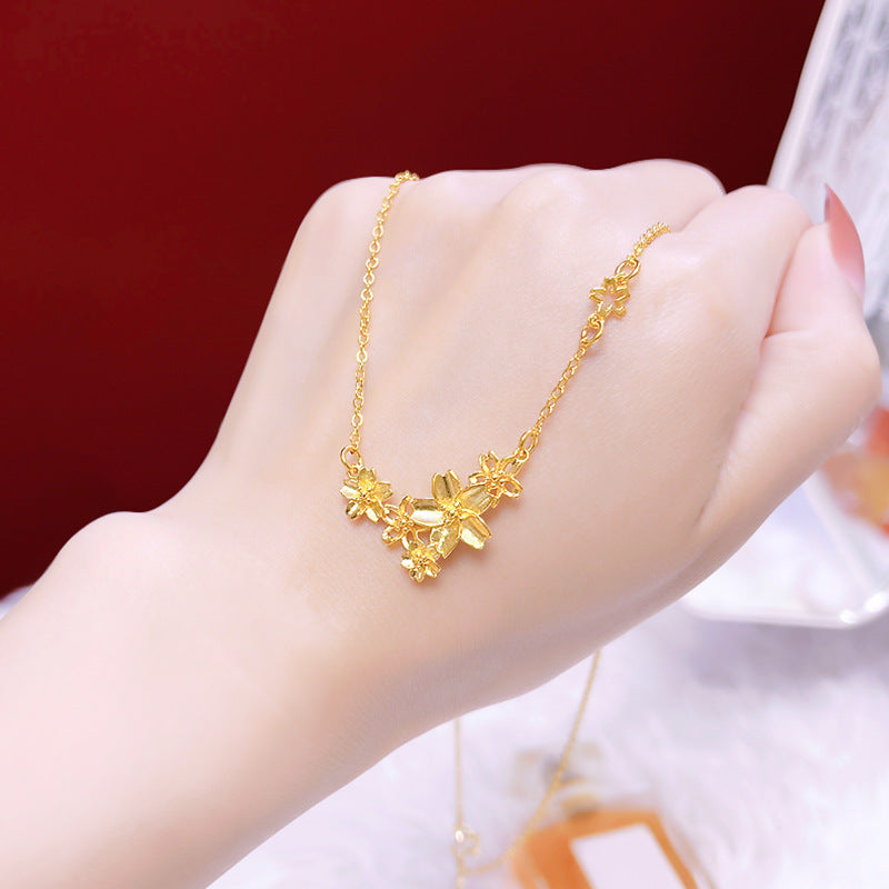 coco 18K Plated Gold Lucky Necklace Lucky For Women Daily Wear Waterproof Flower