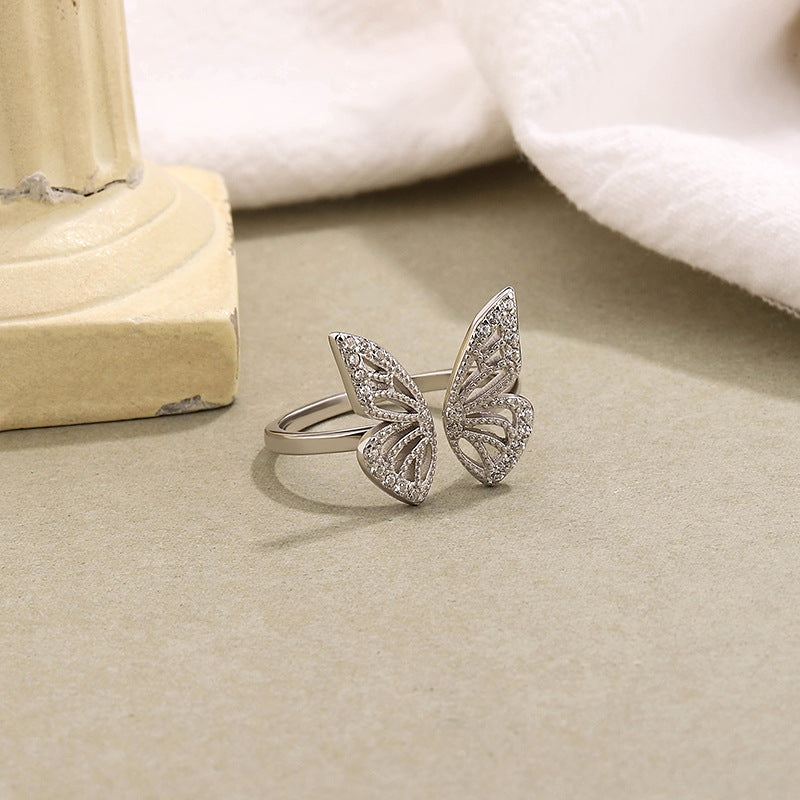 Coco 18K Silver Engagement Wedding Ring Sterling Silver Lucky Rings butterfly