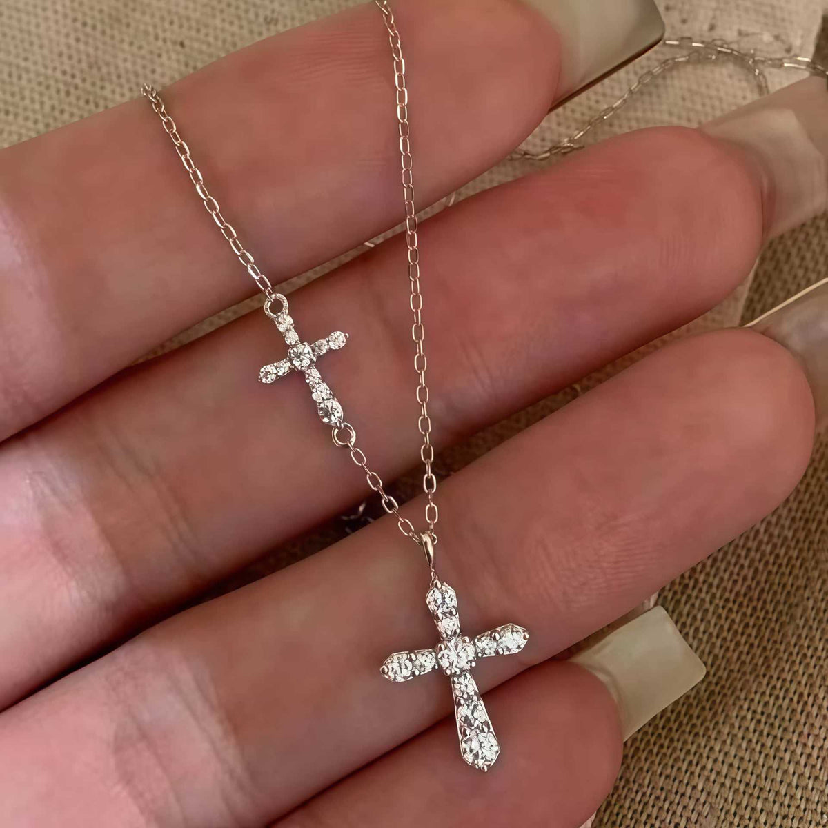 Gemini Cross Necklace for Mom, 925 Sterling Silver, 18K Gold Plated