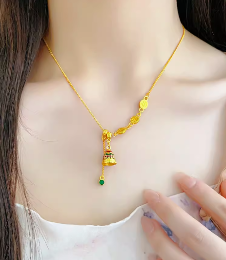 coco 18K Plated Gold Lucky Trevi Tower Necklace Lucky For Women Daily Wear Waterproof