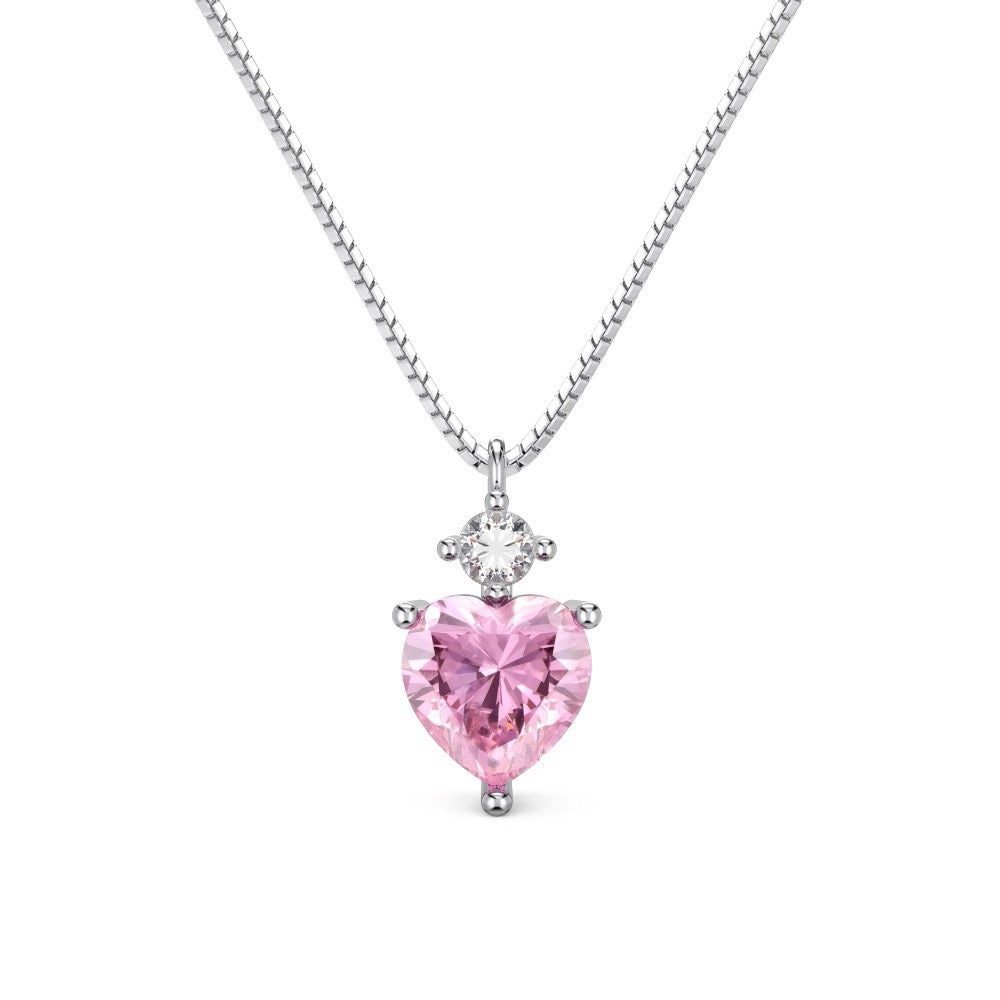 coco 18K Heart Pink zircon Necklace Lucky For Women Daily Wear Waterproof AlhambraFour-leaf clover