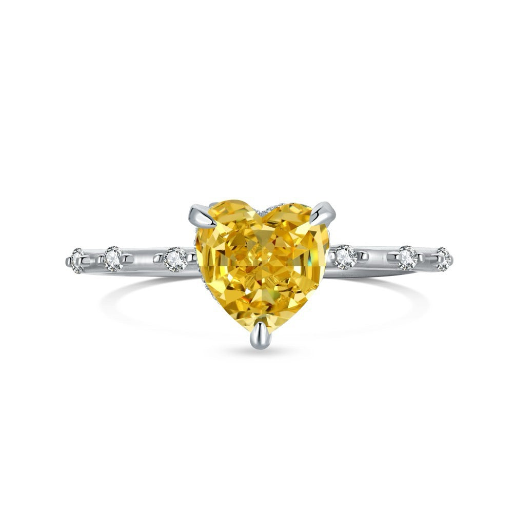 Coco zircon Engagement Ring Plated Gold Sterling Silver Heart Shape 2ct Brithday Stone