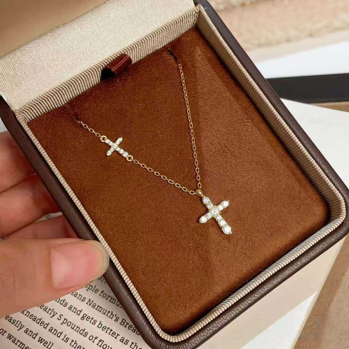 Gemini Cross Necklace for Mom, 925 Sterling Silver, 18K Gold Plated