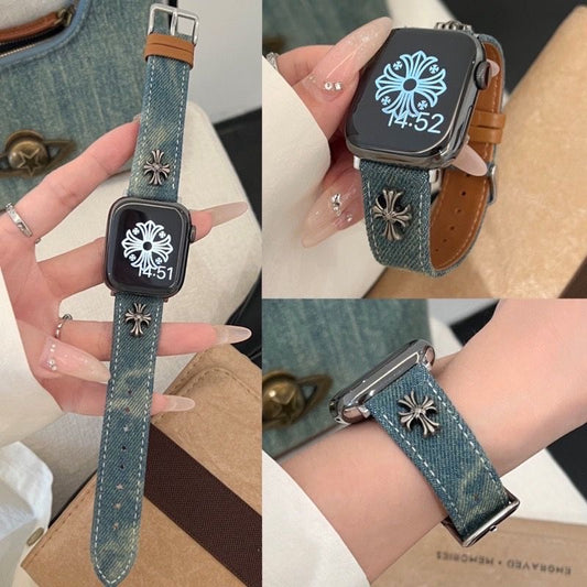 Sport Apple Watch Band fabric Cross Black Blue Punk Gothic Y2K Iwatch Band