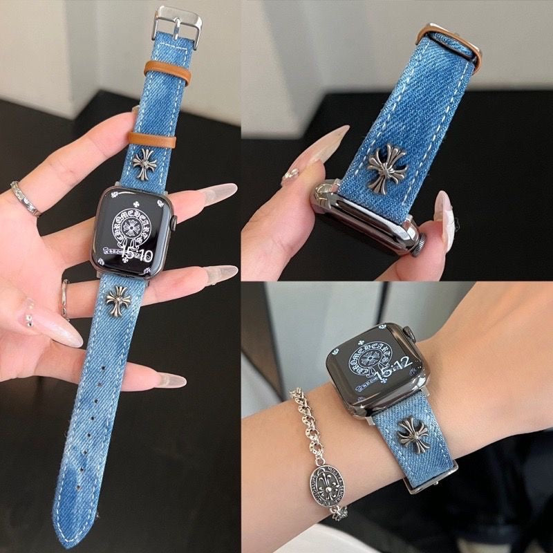 Sport Apple Watch Band fabric Cross Black Blue Punk Gothic Y2K Iwatch Band