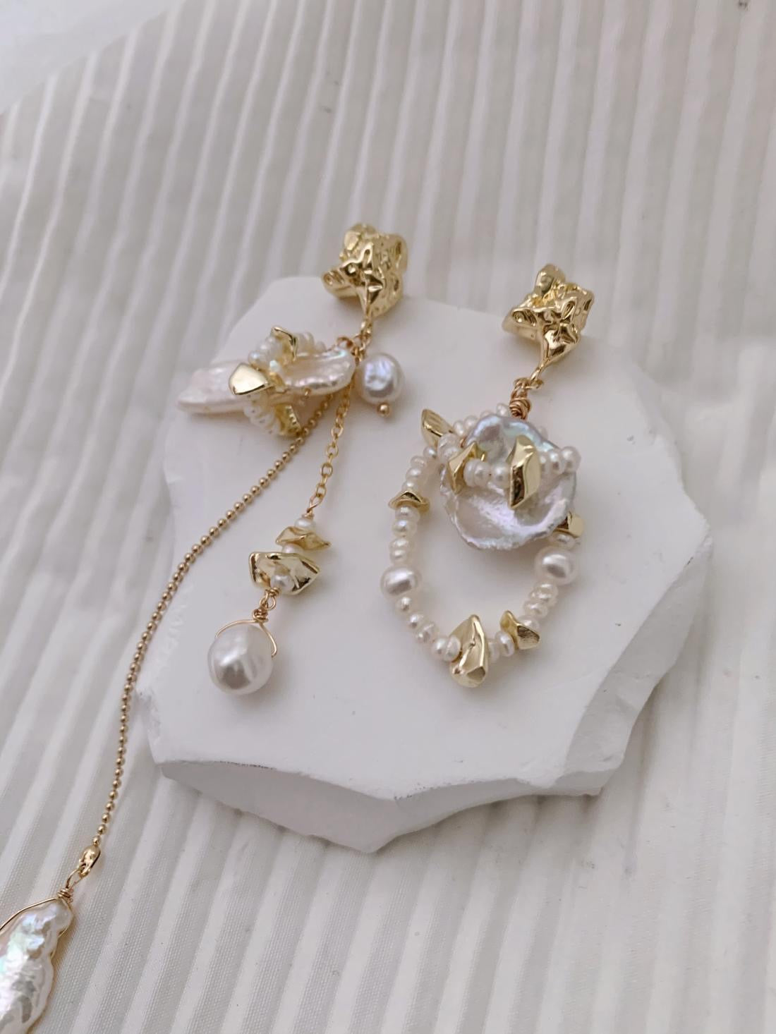 Baroque Luxury Dropping Flora Peal Earring Stud Gold Silver For Women Lady Daily Wear