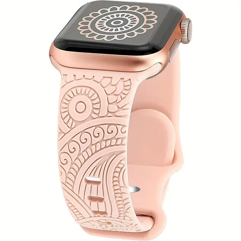 Vintage Apple Watch Band Silicone Flora Black Blue Pink Red White Punk Gothic Y2K Iwatch Band Daily Wear Brithday Gift