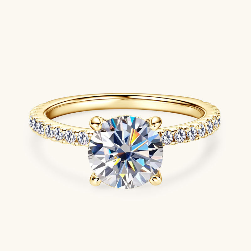 2 Carat Moissanite Ring for Women D Color VVS1 3EX Round Cut 925 Sterling Silver Micro Pave Engagement Ring | Quiet Luxury Jewelry Gift for Her