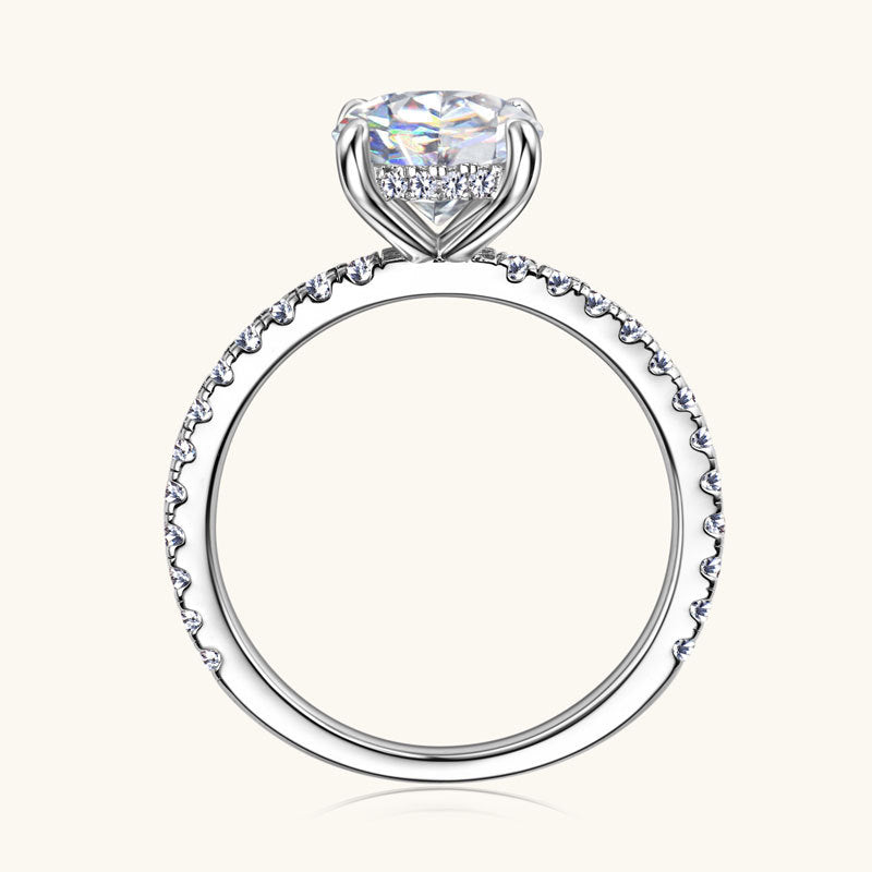 2 Carat Moissanite Ring for Women D Color VVS1 3EX Round Cut 925 Sterling Silver Micro Pave Engagement Ring | Quiet Luxury Jewelry Gift for Her