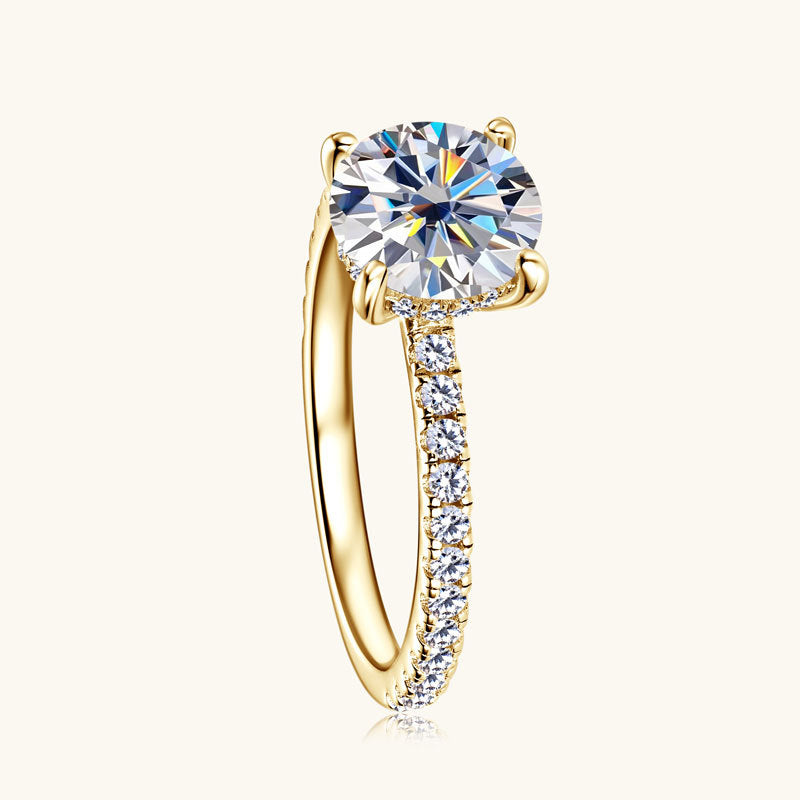 2 Carat Moissanite Ring for Women D Color VVS1 3EX Round Cut 925 Sterling Silver Micro Pave Engagement Ring | Quiet Luxury Jewelry Gift for Her
